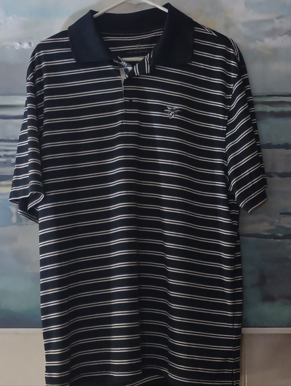 Level Wear Golf Polo,Navy/White
